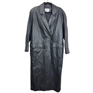 Vintage 90s Double Breasted Leather Trench Coat sz XL